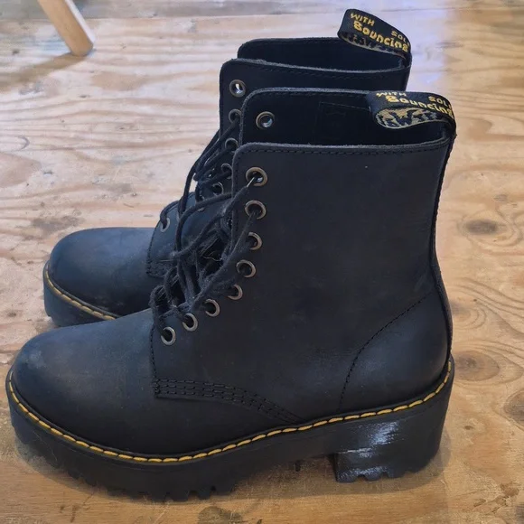 Dr. Martens Black Boots with Yellow Accents - Picture 1 of 3